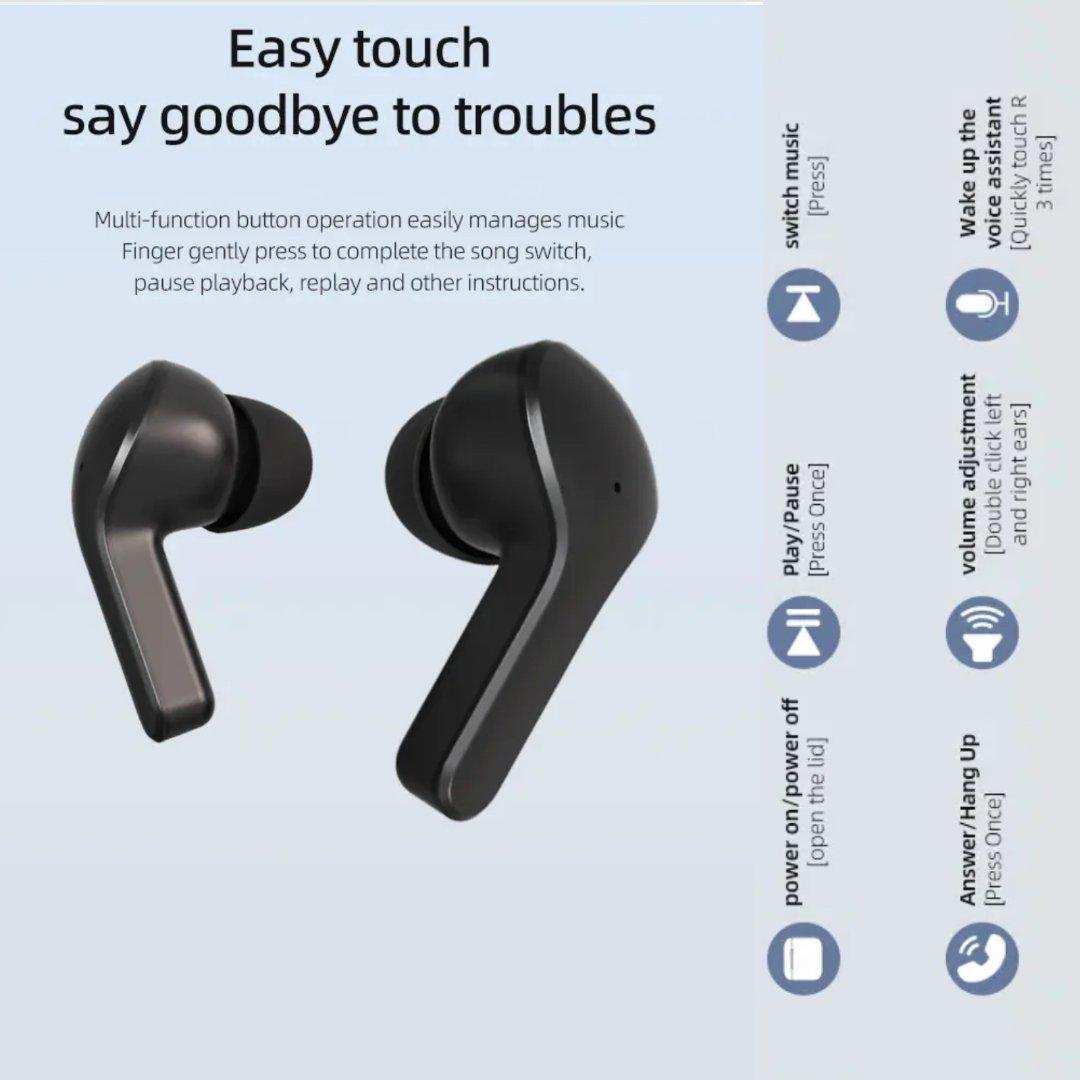 TUTT T6 BT 5.3 Earbuds True Wireless Headset Stereo Headphones In Ear Earphone With Digital Display and Transparent Case. Dual Microphone with Active Noise Cancelling Technology - www.Shopthatapp.com