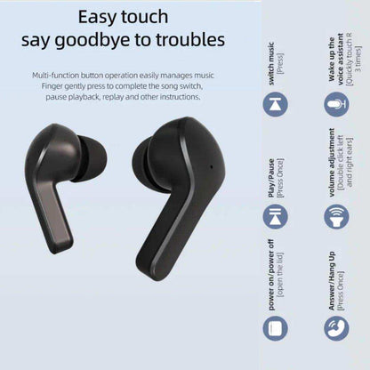 TUTT T6 BT 5.3 Earbuds True Wireless Headset Stereo Headphones In Ear Earphone With Digital Display and Transparent Case. Dual Microphone with Active Noise Cancelling Technology - www.Shopthatapp.com