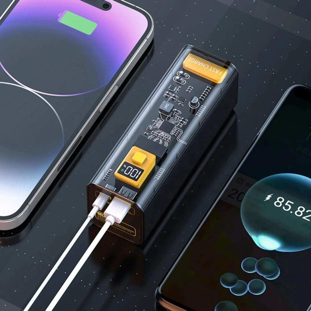 TUTT Transparent High capacity 40000 mAh Power Bank Portable digital display Fast charger Powerbank - www.Shopthatapp.com