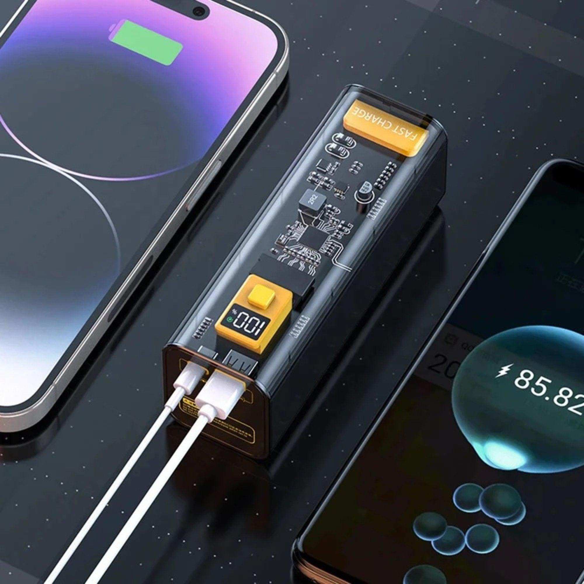 TUTT Transparent High capacity 40000 mAh Power Bank Portable digital display Fast charger Powerbank - www.Shopthatapp.com