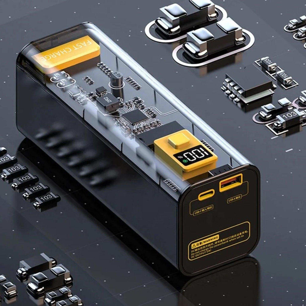 TUTT Transparent High capacity 40000 mAh Power Bank Portable digital display Fast charger Powerbank - www.Shopthatapp.com