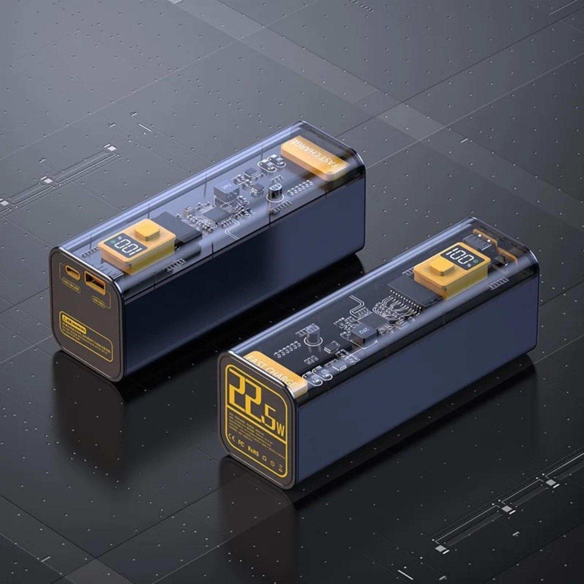 TUTT Transparent High capacity 40000 mAh Power Bank Portable digital display Fast charger Powerbank - www.Shopthatapp.com