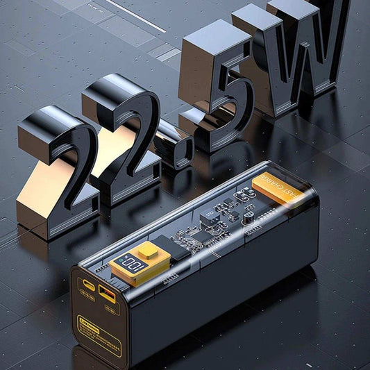 TUTT Transparent High capacity 40000 mAh Power Bank Portable digital display Fast charger Powerbank - www.Shopthatapp.com