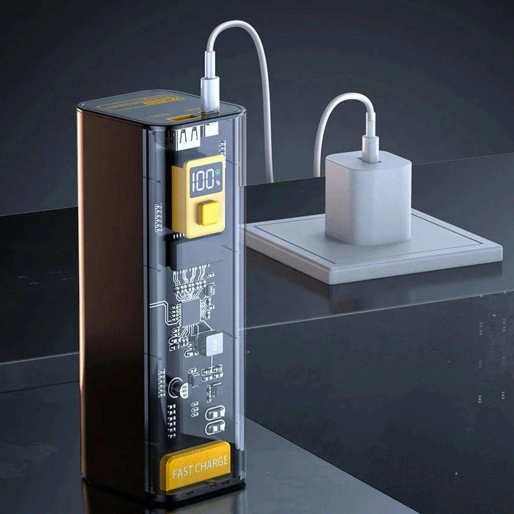 TUTT Transparent High capacity 40000 mAh Power Bank Portable digital display Fast charger Powerbank - www.Shopthatapp.com