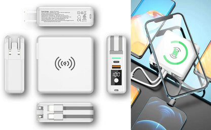 TUTT Travel & Charging Kit | 10000mah Power Bank | Universal Travel Adapter 3 Global Plugs | Wireless Charging | 65 & 30W Charger 3 in 1 Cable | Waterproof Hard Shell Bag EU,UK,AUS