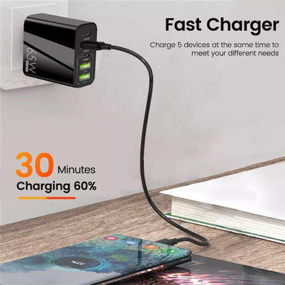 TUTT Travel & Charging Kit | 10000mah Power Bank | Universal Travel Adapter 3 Global Plugs | Wireless Charging | 65 & 30W Charger 3 in 1 Cable | Waterproof Hard Shell Bag EU,UK,AUS