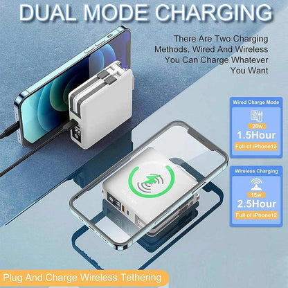 TUTT Travel & Charging Kit | 10000mah Power Bank | Universal Travel Adapter 3 Global Plugs | Wireless Charging | 65 & 30W Charger 3 in 1 Cable | Waterproof Hard Shell Bag EU,UK,AUS