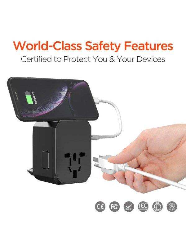 TUTT Travel Essentials | Universal Travel Adapter 180+ Countries Adaptateur International Kit 4 USB+Type-C US UK EU Australia - www.Shopthatapp.com