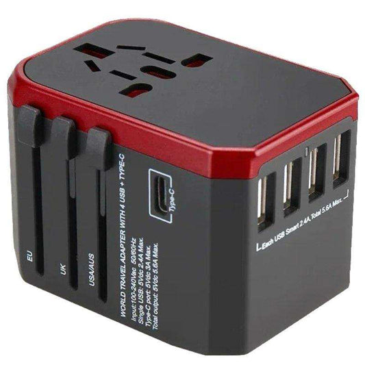 TUTT Travel Essentials | Universal Travel Adapter 180+ Countries Adaptateur International Kit 4 USB+Type-C US UK EU Australia - www.Shopthatapp.com