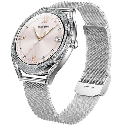 TUTT Classic Smartwatch for Women AMOLED  1.28” | Health & Fitness Tracker | Always On Display | 150 cubic Zirconia | Two Straps V66 Smart Watch (Silicone and Metal) - www.Shopthatapp.com