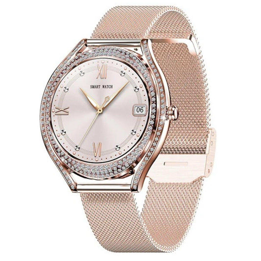 TUTT Classic Smartwatch for Women AMOLED  1.28” | Health & Fitness Tracker | Always On Display | 150 cubic Zirconia | Two Straps V66 Smart Watch (Silicone and Metal) - www.Shopthatapp.com