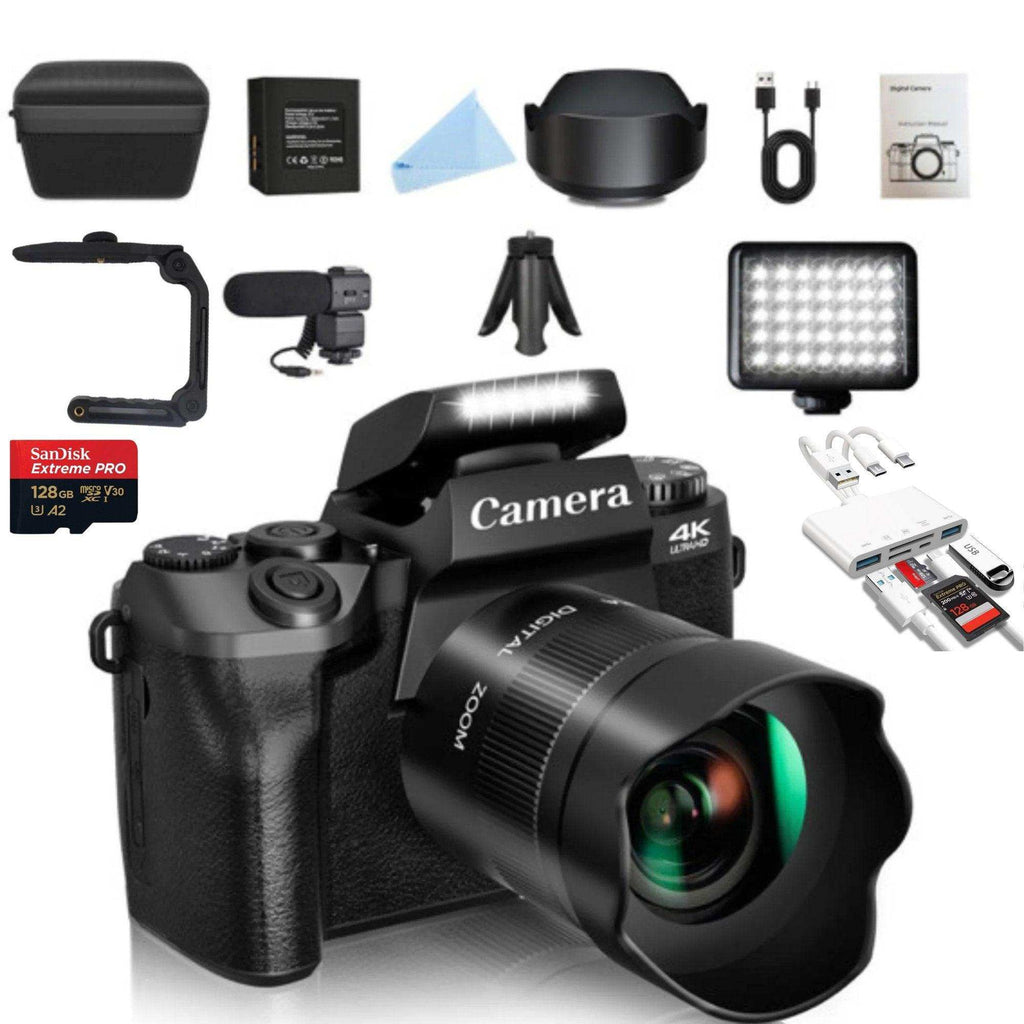 TUTT 64MP Digital Camera and Camcorder 4K/60fps Mirrorless | Dual Camera for Selfie Vlogging W5 | Premium Combo + 128GB SanDisk - www.Shopthatapp.com