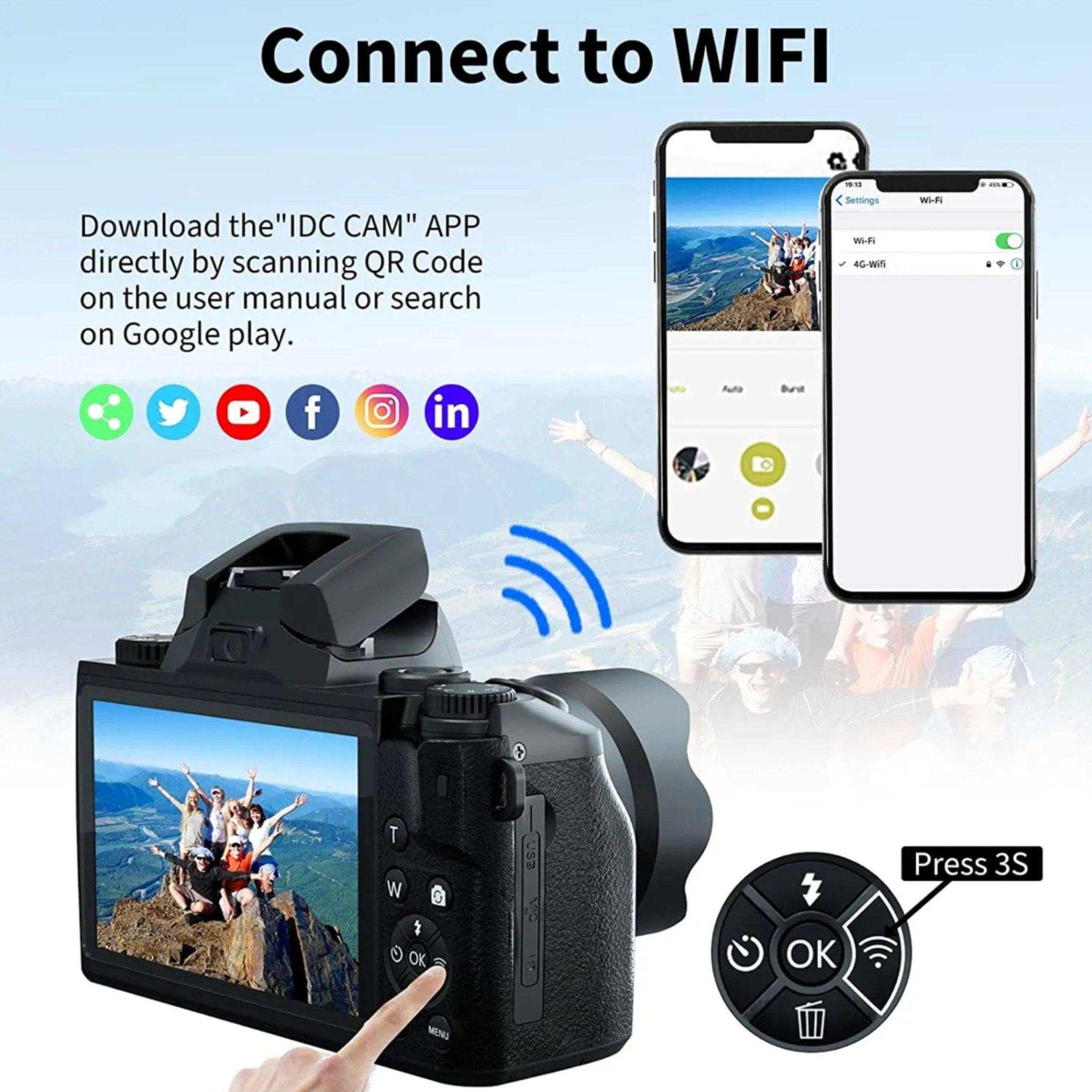 TUTT 64MP Digital Camera and Camcorder 4K/60fps Mirrorless | Dual Camera for Selfie Vlogging W5 | Premium Combo + 128GB SanDisk - www.Shopthatapp.com