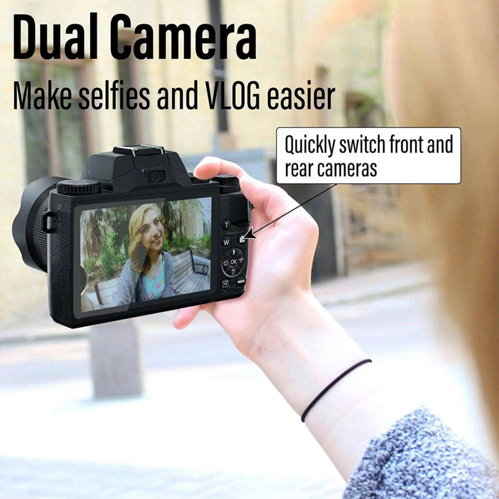 TUTT 64MP Digital Camera and Camcorder 4K/60fps Mirrorless | Dual Camera for Selfie Vlogging W5 | Premium Combo + 128GB SanDisk - www.Shopthatapp.com