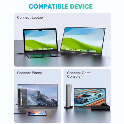 TUTT Wireless 15.6 inch Portable Monitor FHD IPS USB-C HDMI with Kickstand & VESA | Speaker and Stand All Devices