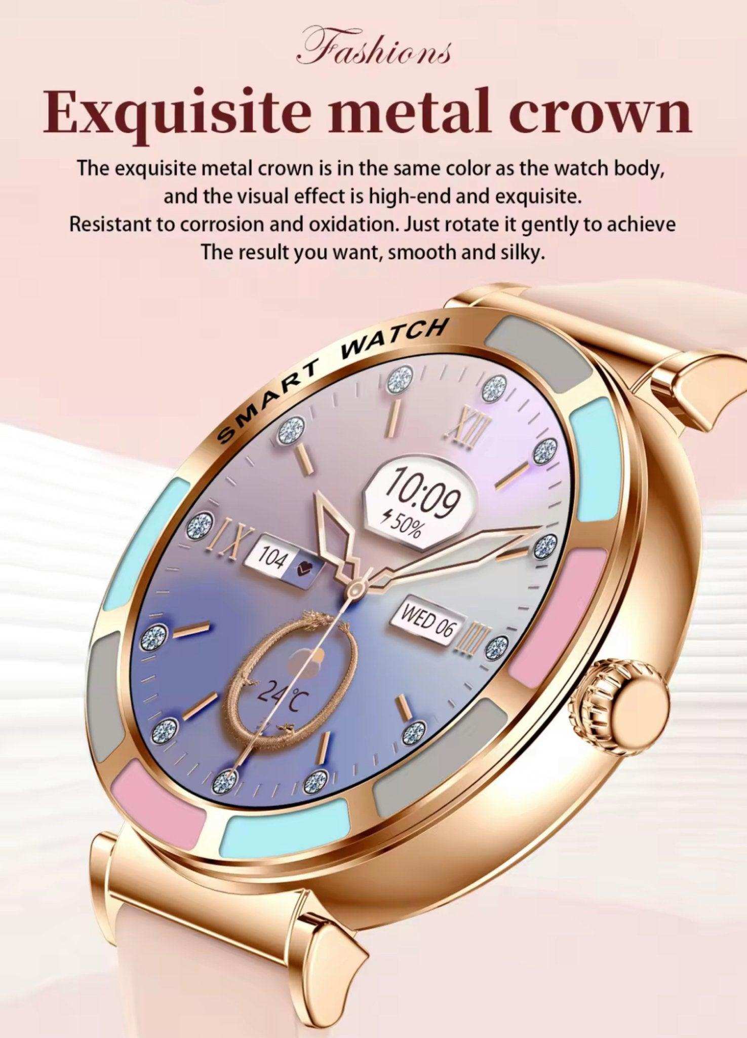 TUTT Women’s Smart Watch | Slim & Stylish Design 1.27” HD Dial | Waterproof | AI Voice Assistant | Women’s Health & Sports Tracker Smartwatch | W1 2 Strap - www.Shopthatapp.com