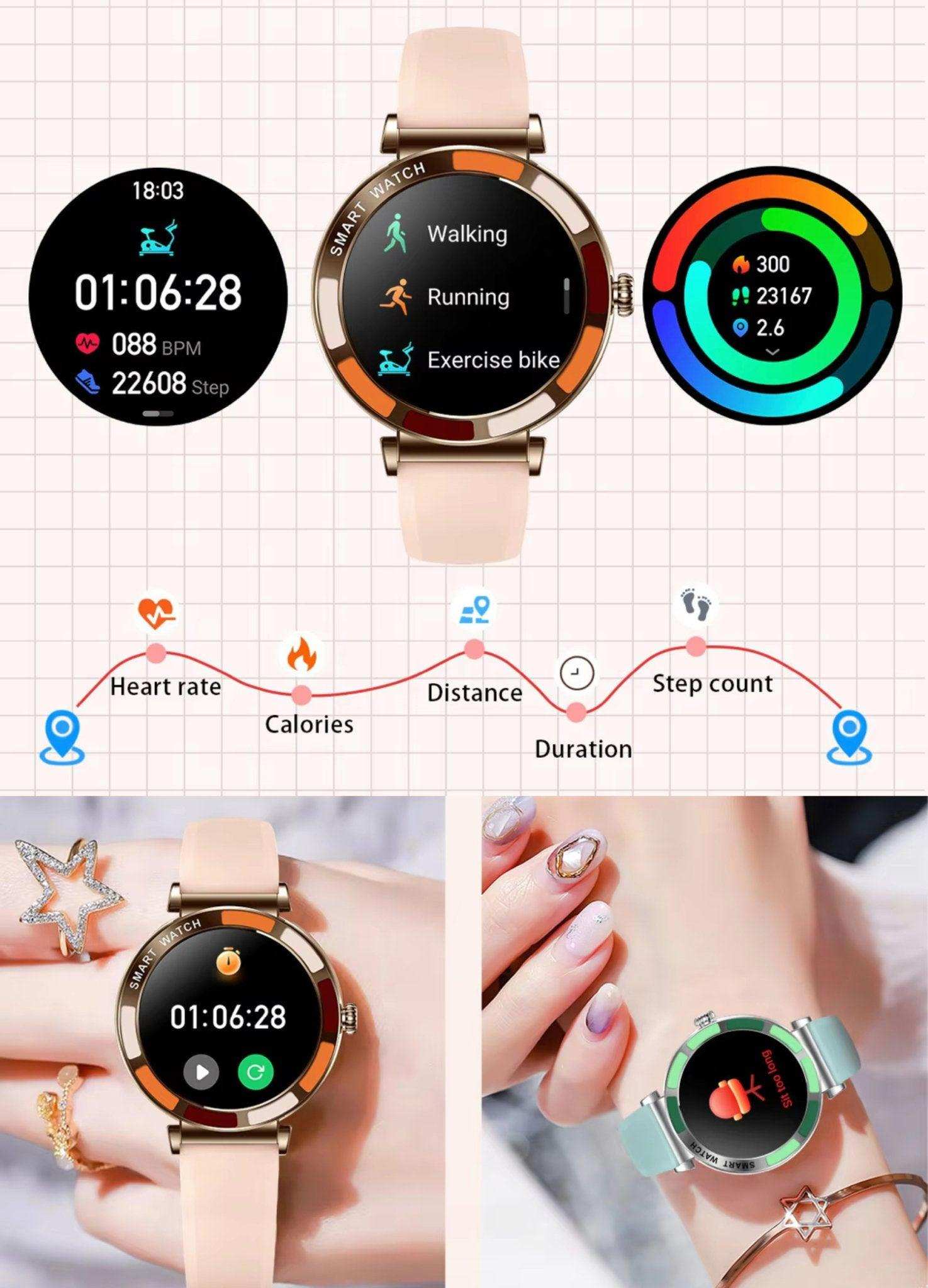 TUTT Women’s Smart Watch | Slim & Stylish Design 1.27” HD Dial | Waterproof | AI Voice Assistant | Women’s Health & Sports Tracker Smartwatch | W1 2 Strap - www.Shopthatapp.com