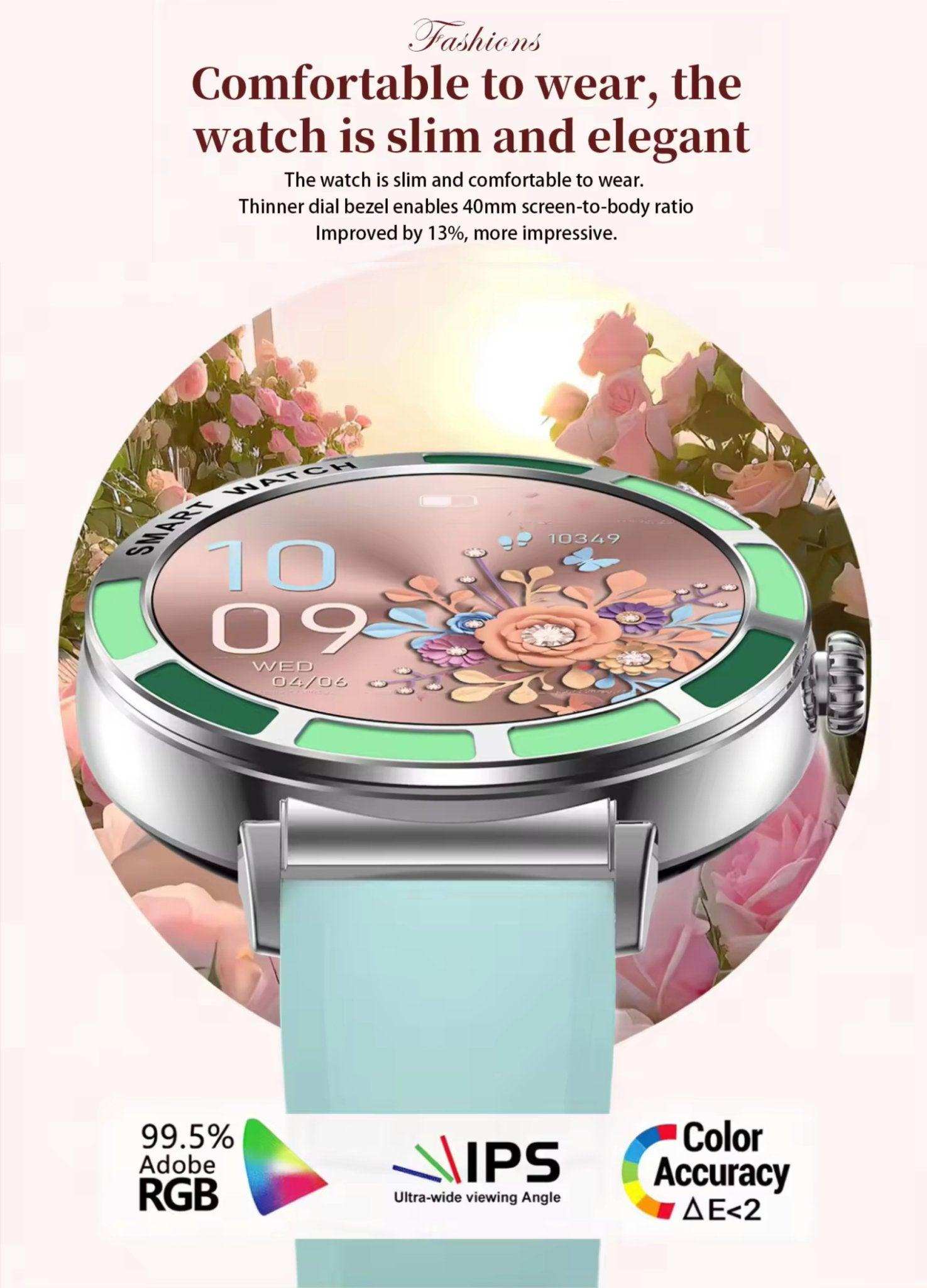 TUTT Women’s Smart Watch | Slim & Stylish Design 1.27” HD Dial | Waterproof | AI Voice Assistant | Women’s Health & Sports Tracker Smartwatch | W1 2 Strap - www.Shopthatapp.com