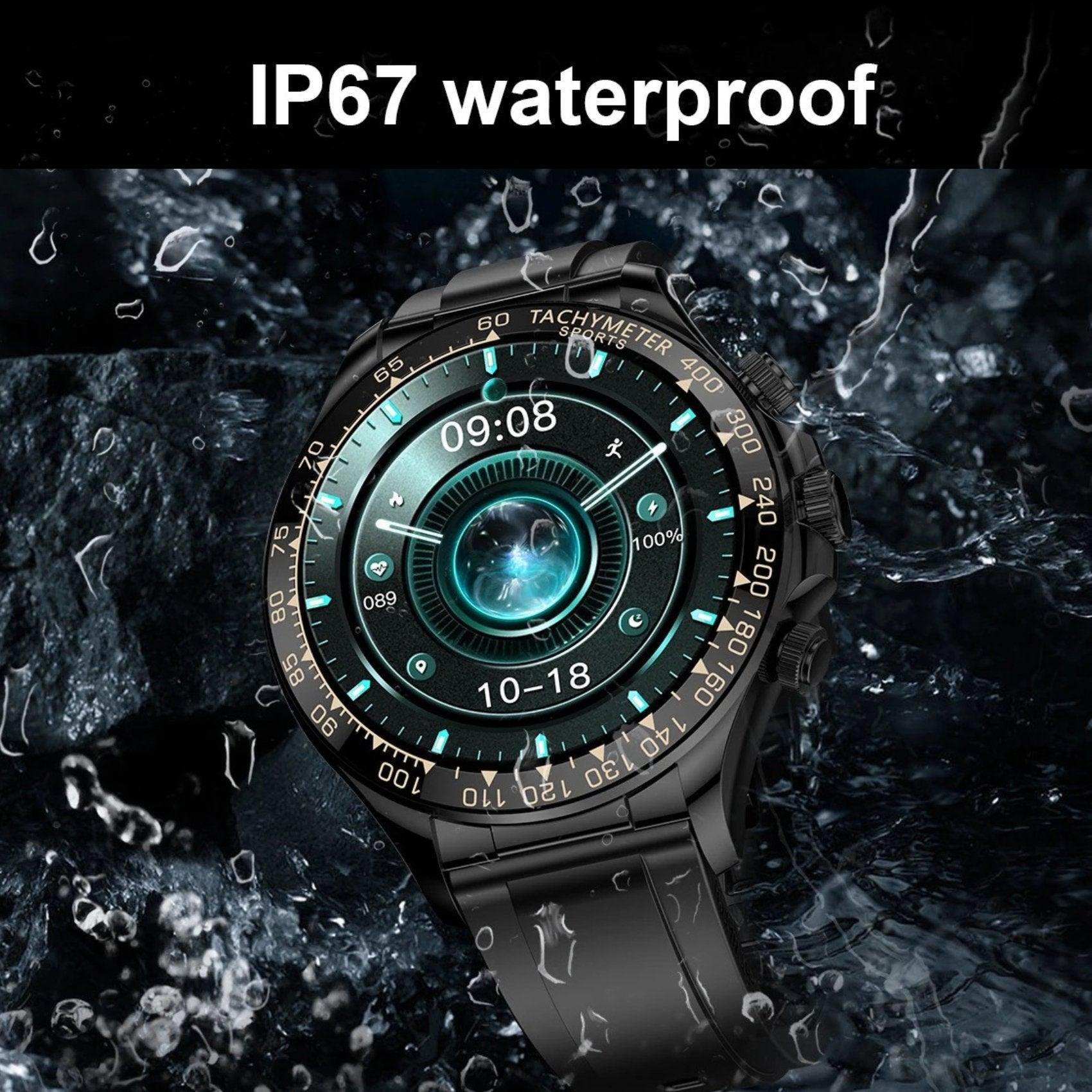 TUTT Classic Smartwatch for Men Metal Case | 1.55'' Large HD Screen IP67 Tactical Smart Watch with BT Call Pedometer  Straps (Leather Metal) X108 - www.Shopthatapp.com