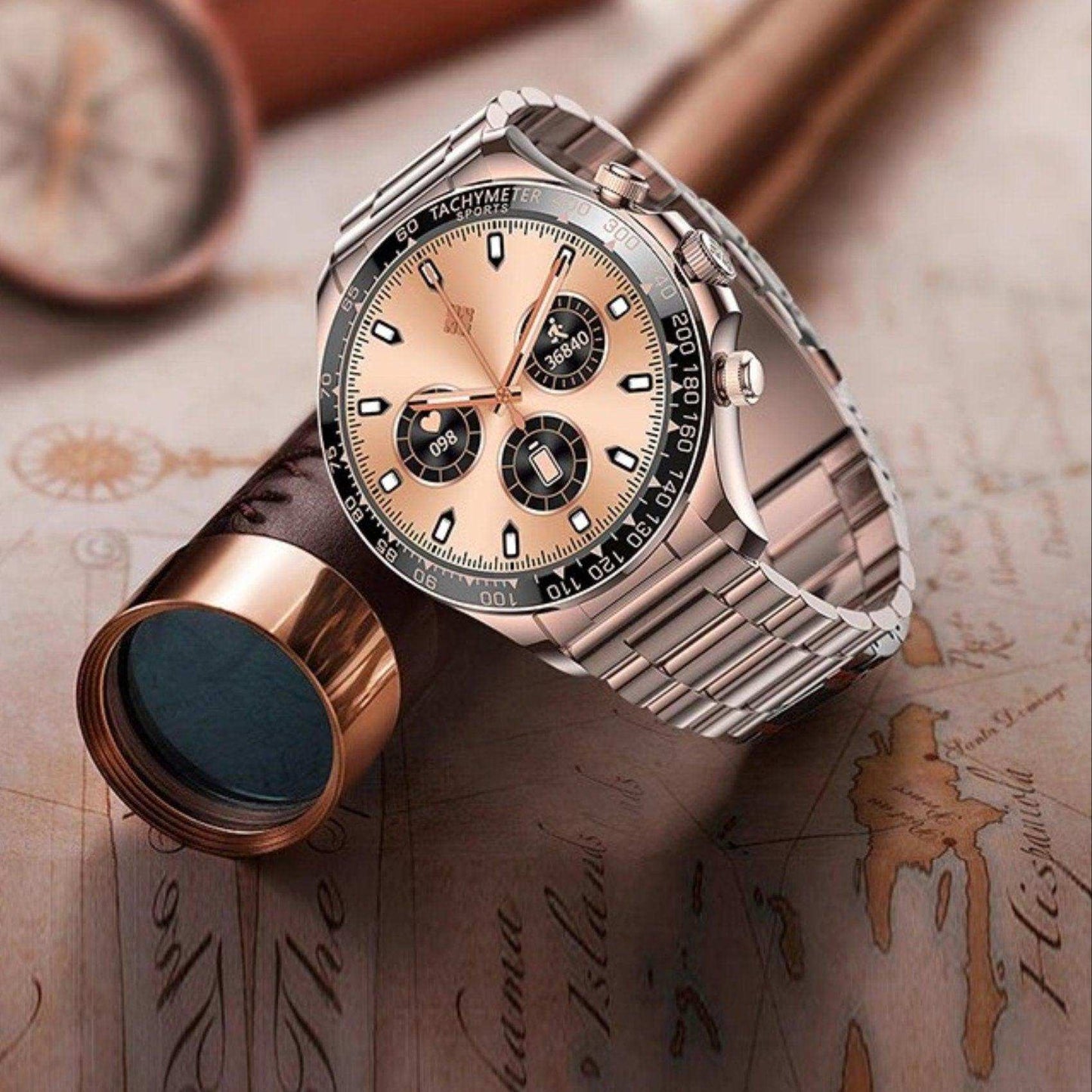 TUTT Classic Smartwatch for Men Metal Case | 1.55'' Large HD Screen IP67 Tactical Smart Watch with BT Call Pedometer  Straps (Leather Metal) X108 - www.Shopthatapp.com