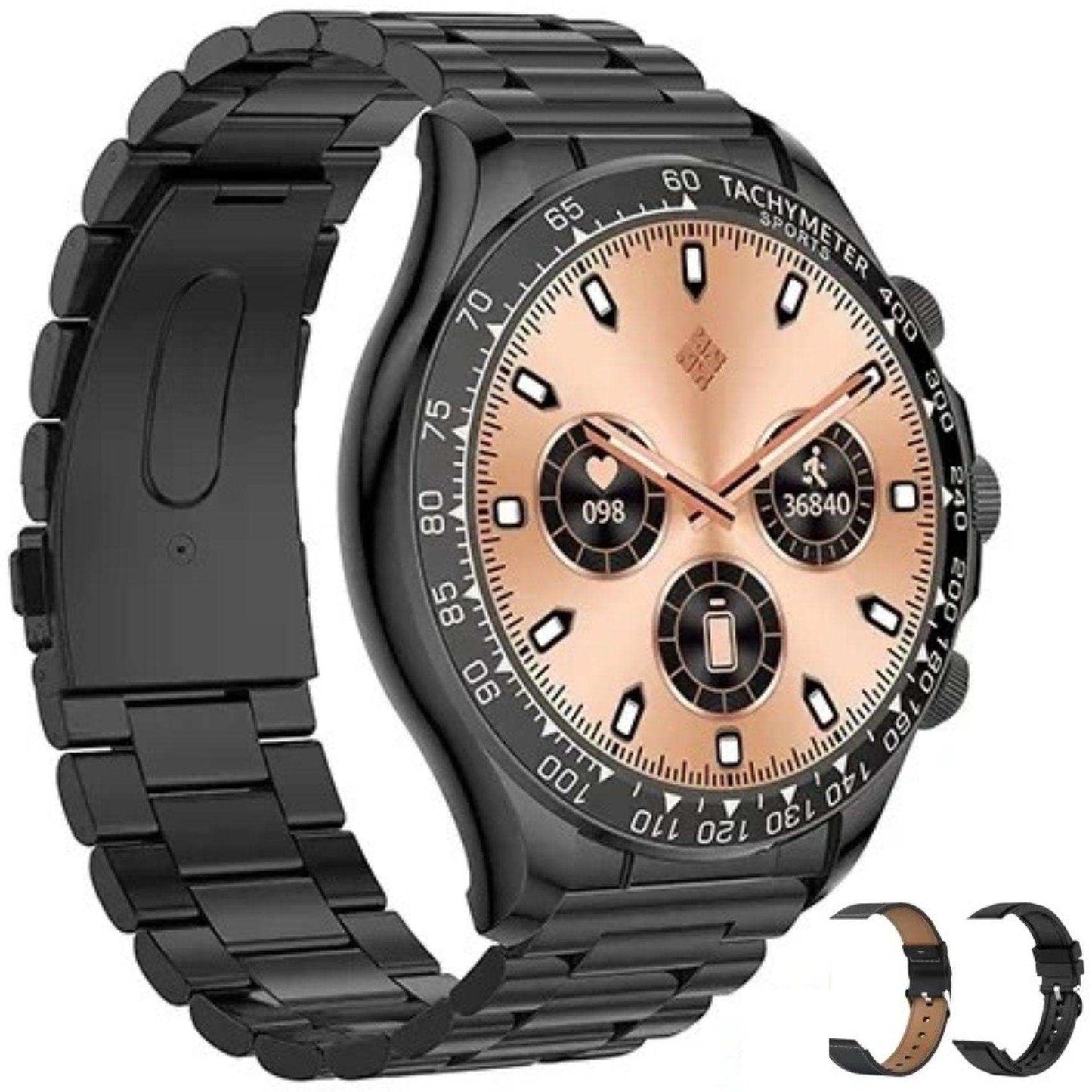 TUTT Classic Smartwatch for Men Metal Case | 1.55'' Large HD Screen IP67 Tactical Smart Watch with BT Call Pedometer  Straps (Leather Metal) X108 - www.Shopthatapp.com