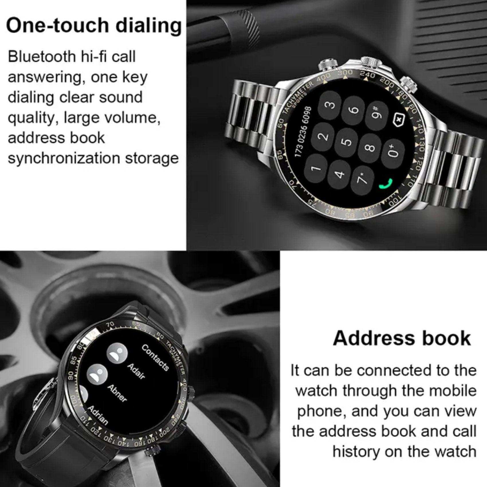 TUTT Classic Smartwatch for Men Metal Case | 1.55'' Large HD Screen IP67 Tactical Smart Watch with BT Call Pedometer  Straps (Leather Metal) X108 - www.Shopthatapp.com