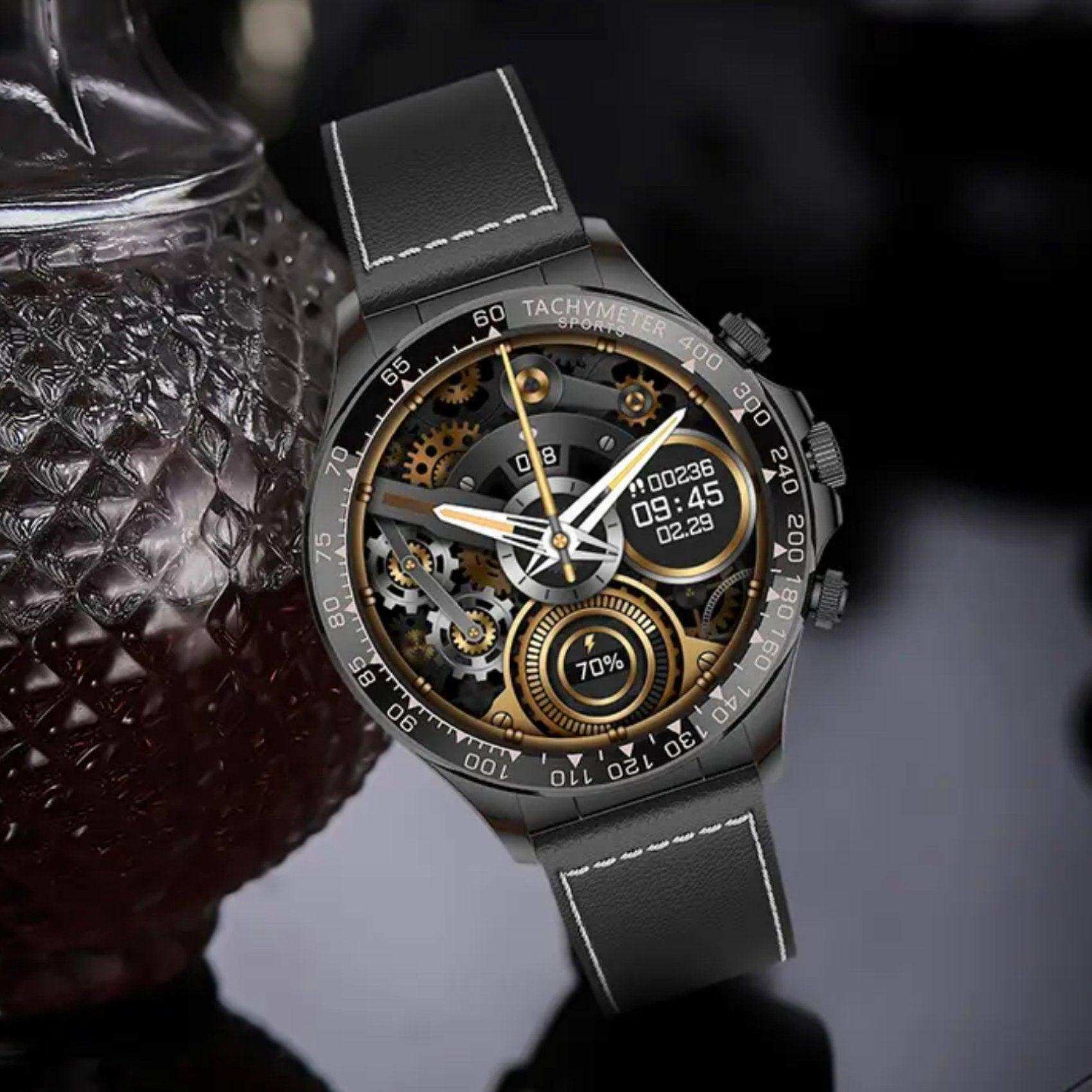 TUTT Classic Smartwatch for Men Metal Case | 1.55'' Large HD Screen IP67 Tactical Smart Watch with BT Call Pedometer  Straps (Leather Metal) X108 - www.Shopthatapp.com