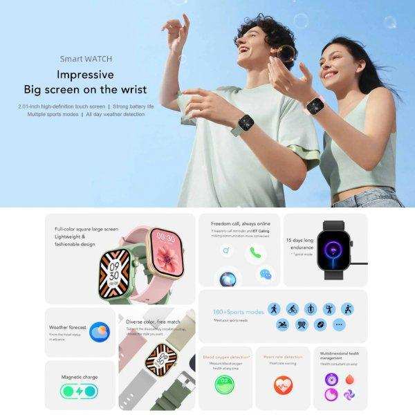 TUTT ZL8 Women Men 1.83" Fashion Smartwatch BT Calling Pedometer IP67 Waterproof Heart Rate Sleep Monitoring Multi Sport Activity Tracking Notification (Rubber & Steel Straps) - www.Shopthatapp.com