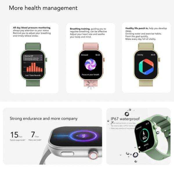 TUTT ZL8 Women Men 1.83" Fashion Smartwatch BT Calling Pedometer IP67 Waterproof Heart Rate Sleep Monitoring Multi Sport Activity Tracking Notification (Rubber & Steel Straps) - www.Shopthatapp.com