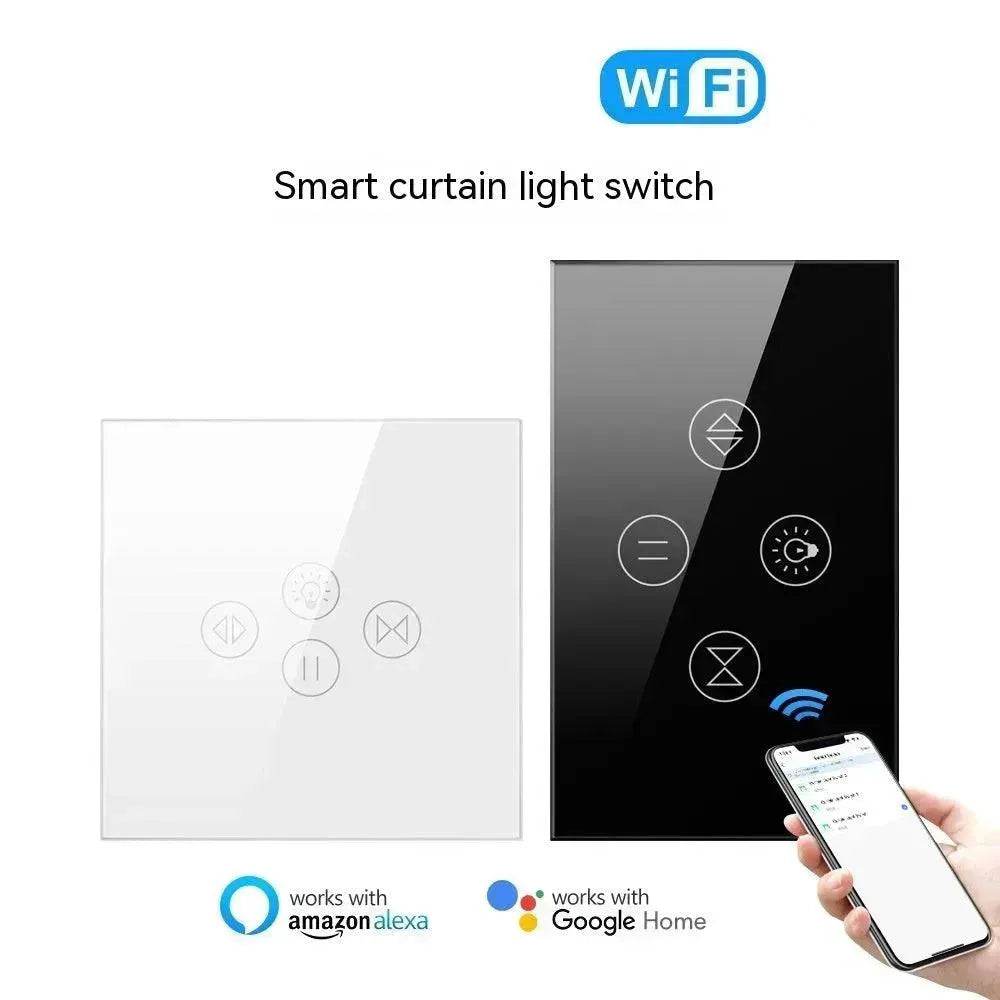 Tuya Smart WiFi Roller Shutter Curtain Light Wall Switch Voice Control Work With Alexa - www.Shopthatapp.com