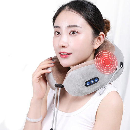 Oreiller de massage électrique portable en forme de U pour le cou