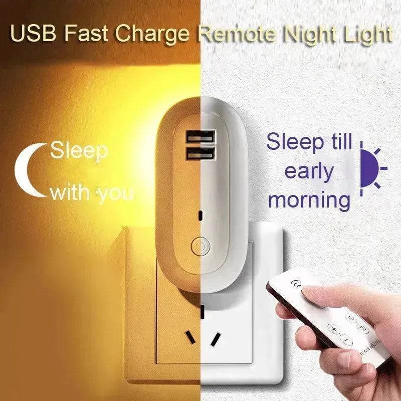USB Remote Control Wall Lamp Timing Dimming Night Light Simple Bedroom Living Room Corridor LED Wall Lamp Socket - www.Shopthatapp.com