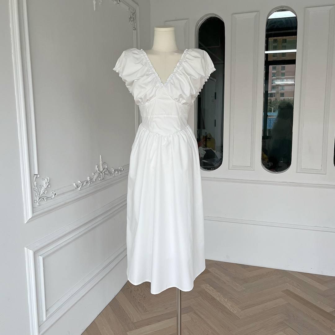 V-Back Ruched Midi Dress - www.Shopthatapp.com