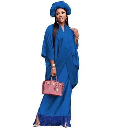 V-neck Loose Casual Two-piece Turkish Middle Eastern Robe Satin Dress - www.Shopthatapp.com