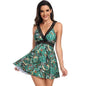 V-neck Printed Swimsuit Dress Summer Beach Vacation Bikini Fashion Womens Clothing - www.Shopthatapp.com