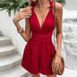 V-neck Charming Lace-up Waist Backless Elegant Sweet Women's Jumpsuit - www.Shopthatapp.com