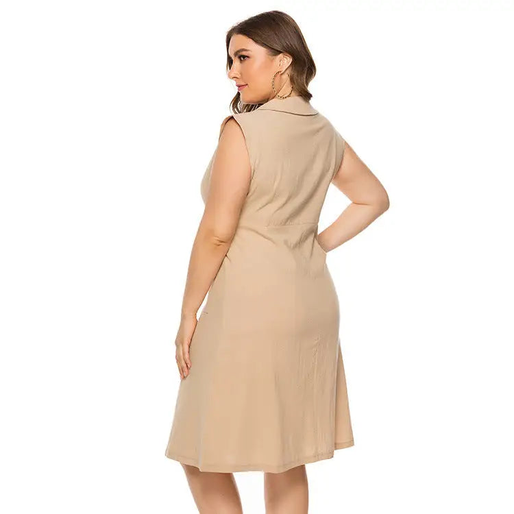 1 Pocket V-Neck Plus Size Dress - www.Shopthatapp.com