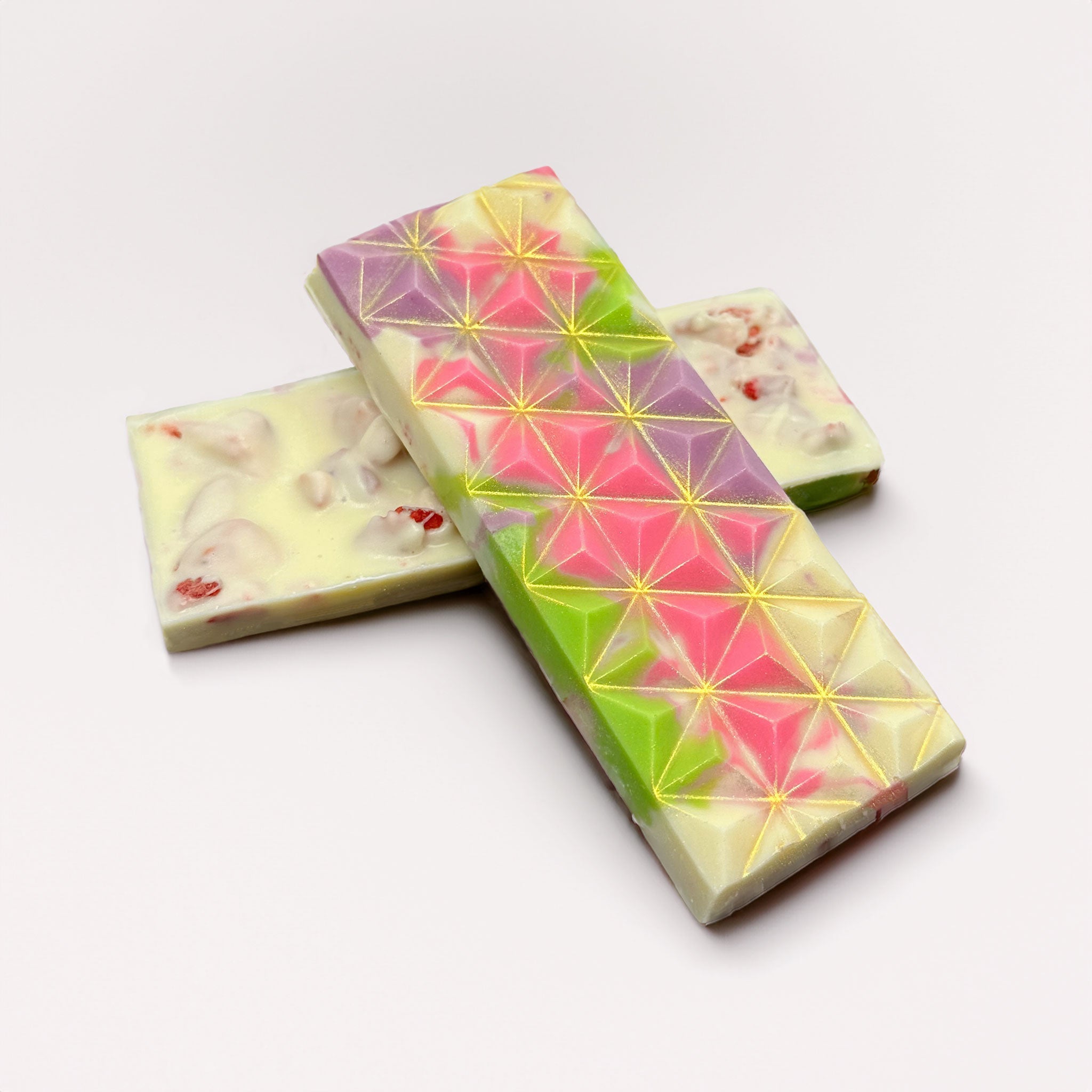 Handmade Belgian Chocolate Bars with Freeze-Dried Strawberries