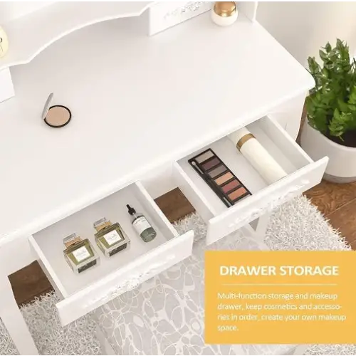 Vanity Table Set With 4 Drawer - www.Shopthatapp.com