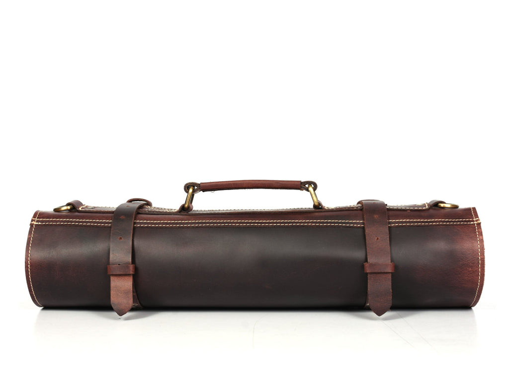 Vicenza Leather Knife Roll - Walnut Brown ( KR-53 ) - www.Shopthatapp.com