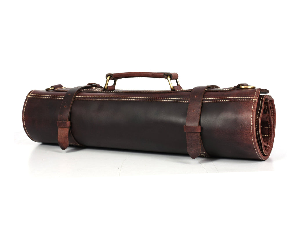 Vicenza Leather Knife Roll - Walnut Brown ( KR-53 ) - www.Shopthatapp.com