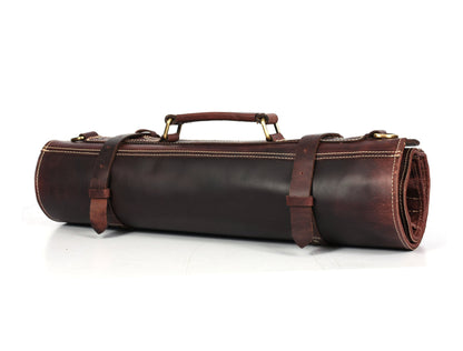 Vicenza Leather Knife Roll - Walnut Brown ( KR - 53 ) - www.Shopthatapp.com
