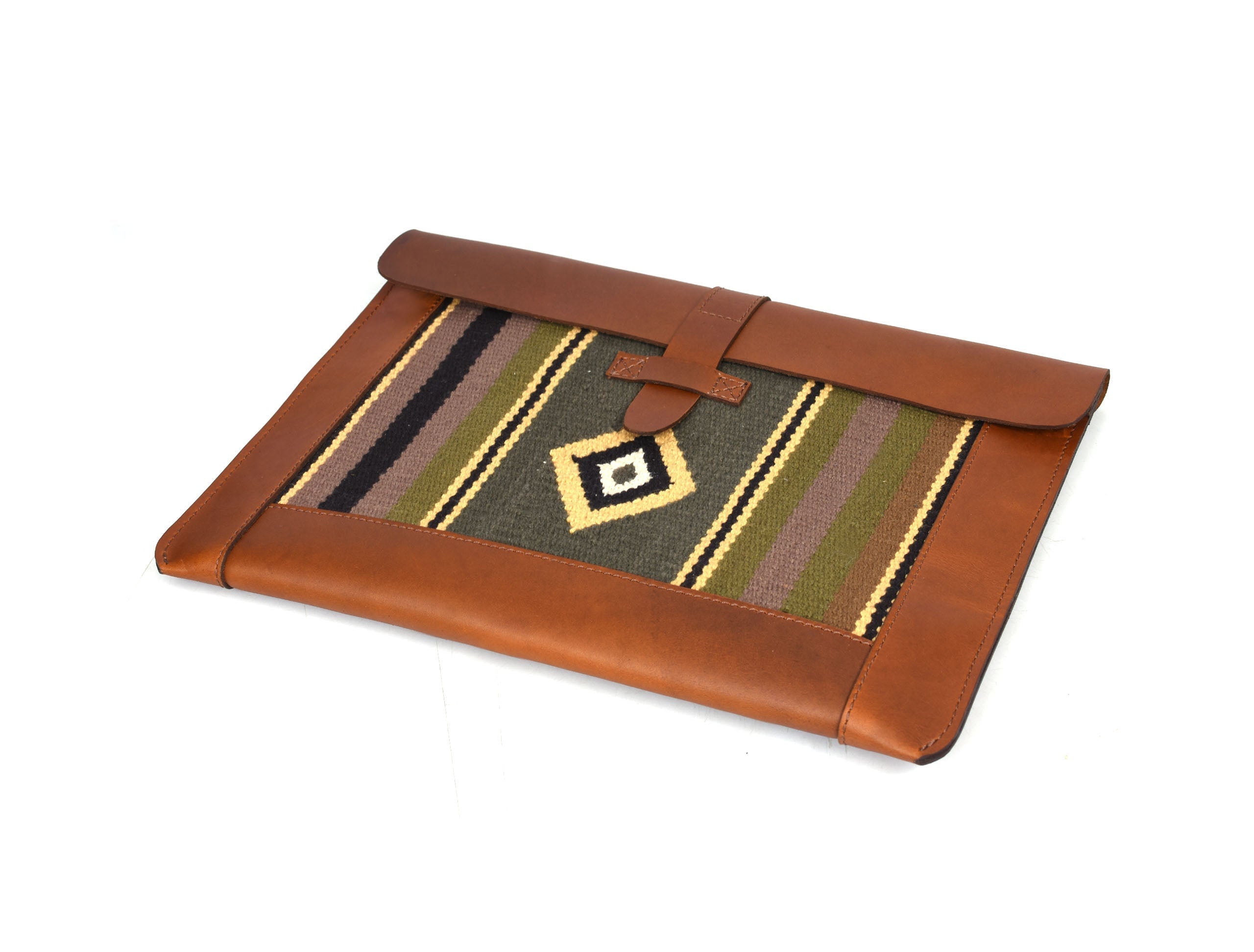 Vintage bohemian Leather Mac Book Sleeve - Caramel Brown - www.Shopthatapp.com