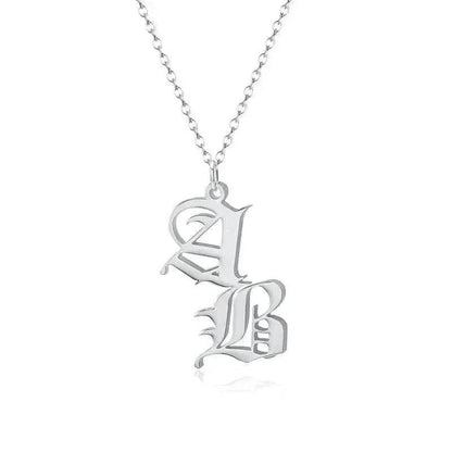 Vintage Old English Double Initial Letter Pendant Necklace Jewelry For Women Custom - www.Shopthatapp.com