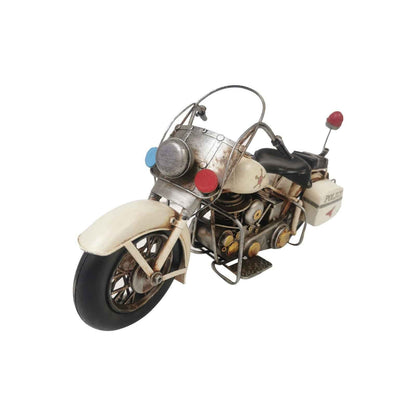 Vintage police motorcycle model with detailed design and retro finish for home decor
