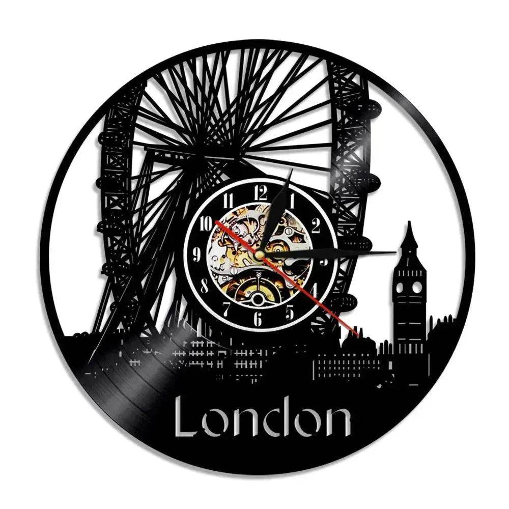 Wall Clock Vinyl Wall Clock  Atlanta Skyline Vinyl Record Clock Georgia Wall Art Atlanta Wall Decor Vinyl Clock Lights Silent Clock - www.Shopthatapp.com