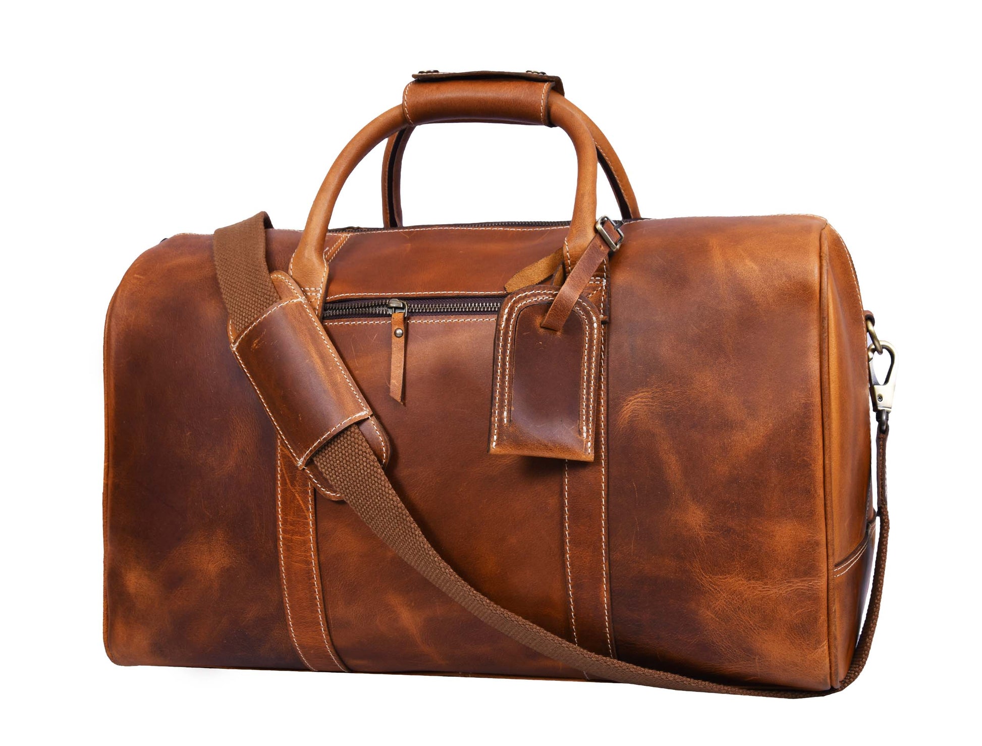 Walton Leather Travel Bag - Caramel Brown - www.Shopthatapp.com