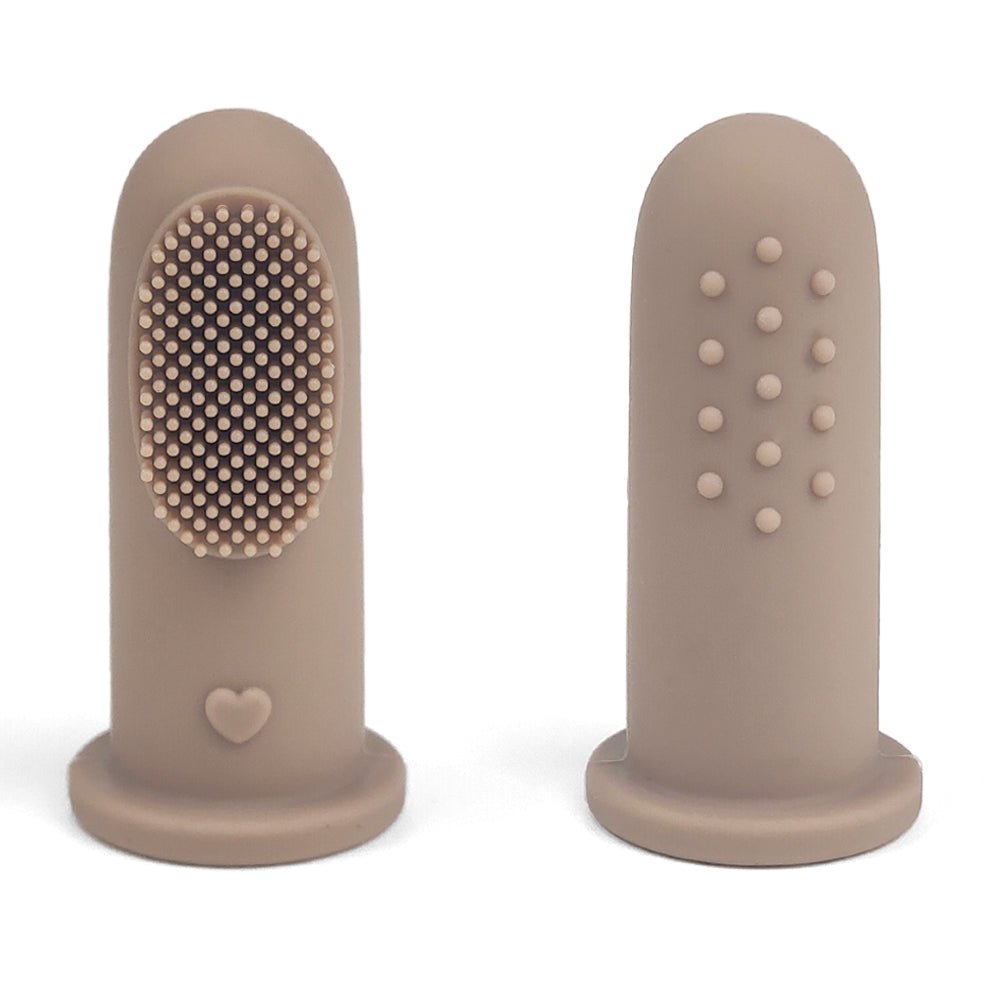 Warm Taupe Silicone Finger Toothbrush set of two