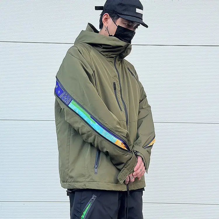 Waterproof Zipper Splicing Cashew Flower Clip Cotton Coat For Men And Women - www.Shopthatapp.com