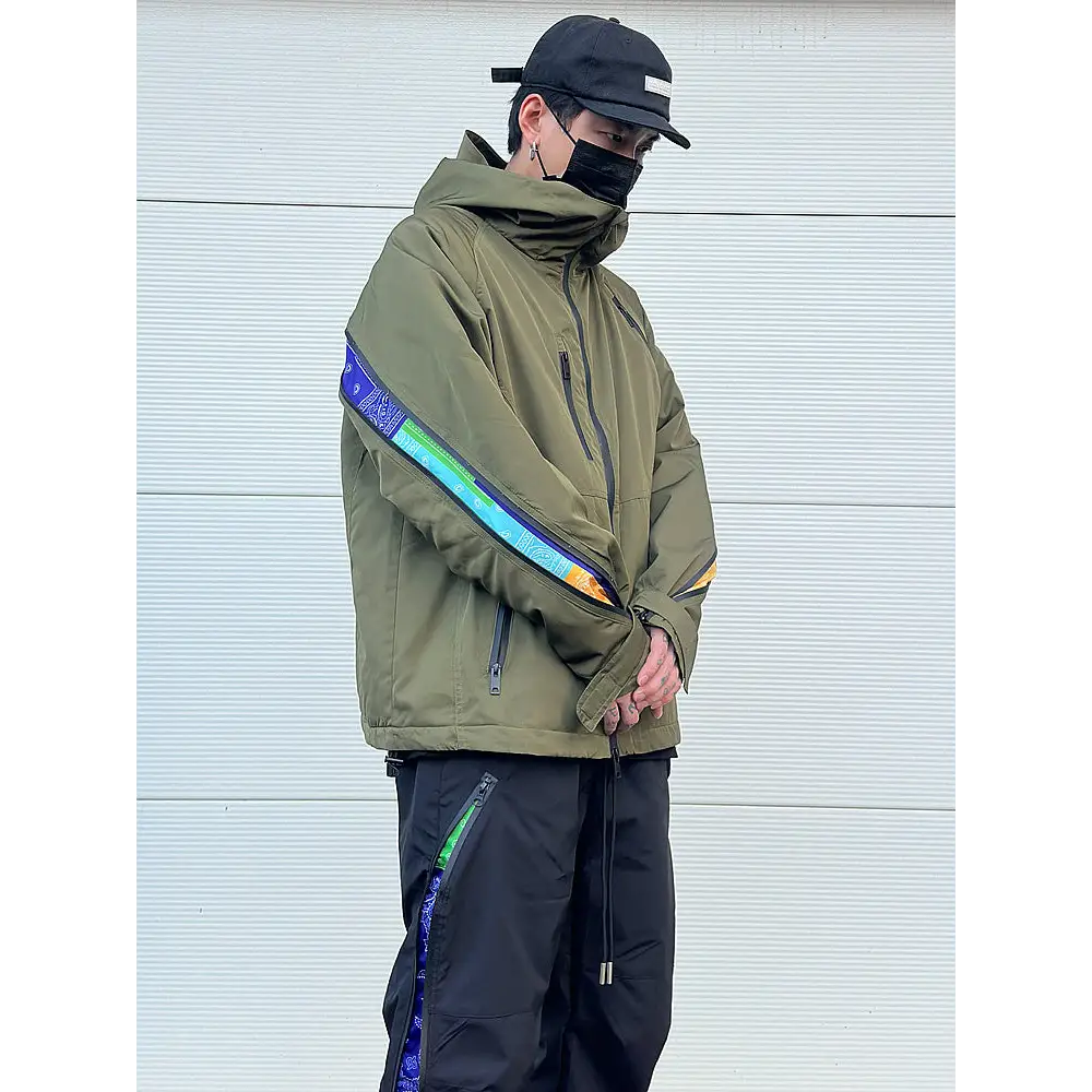 Waterproof Zipper Splicing Cashew Flower Clip Cotton Coat For Men And Women - www.Shopthatapp.com